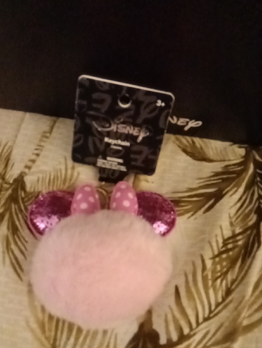Disney Pink & Purple Minnie Ear Pom  Bag Keyring